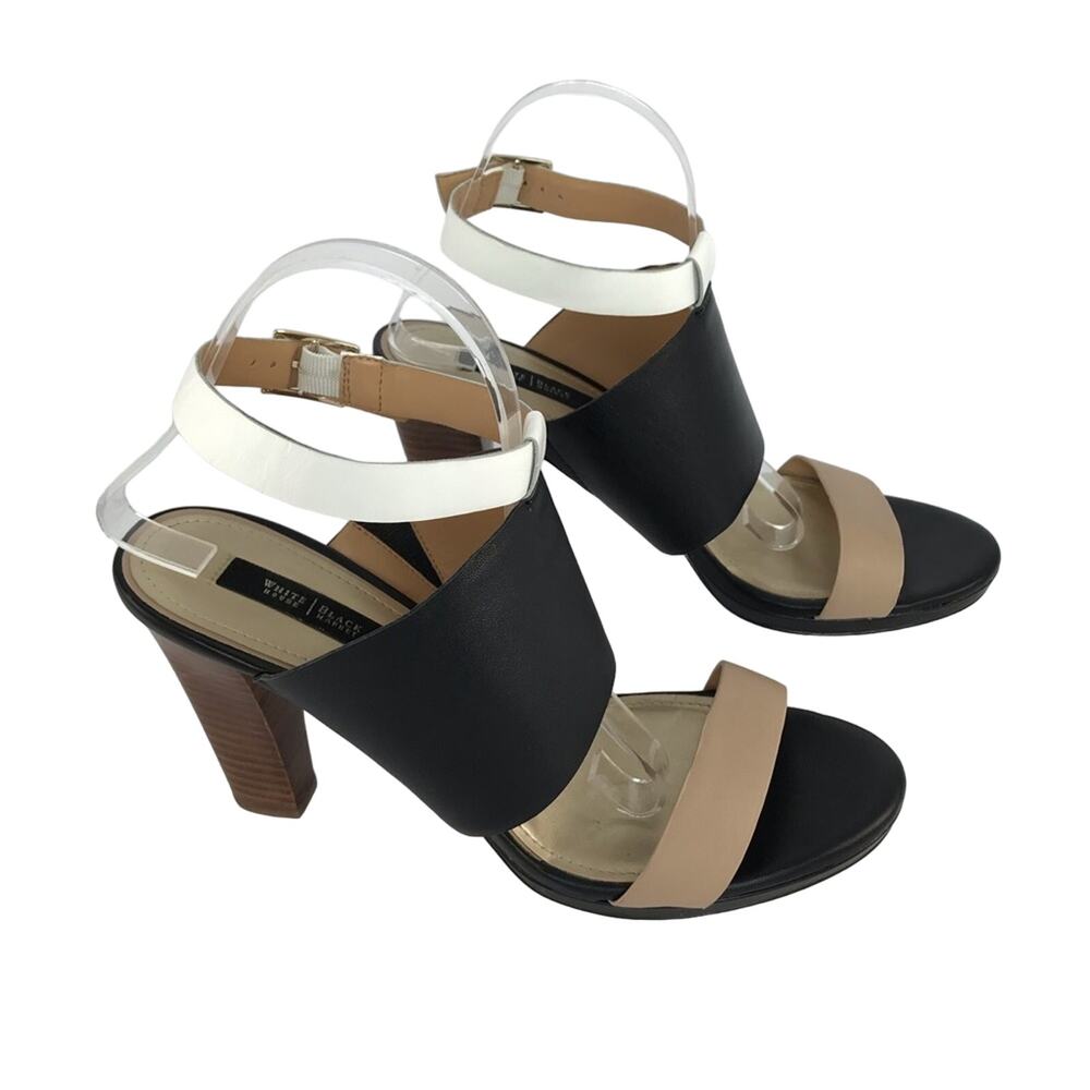 White House Black Market Women Heels Size 9.5 Color Block beige black